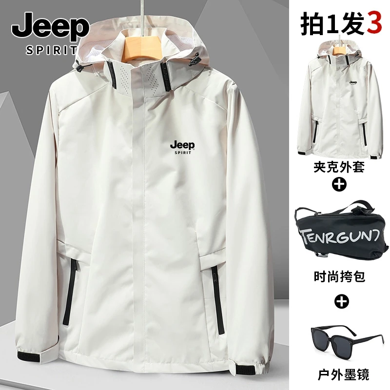 JEEPSPIRIT吉普冲锋衣女款爆款2025新款户外男款休闲骑行登山服