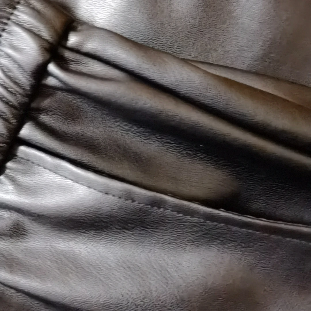 MeiNuoFan  欧美风高腰阔腿休闲皮裤