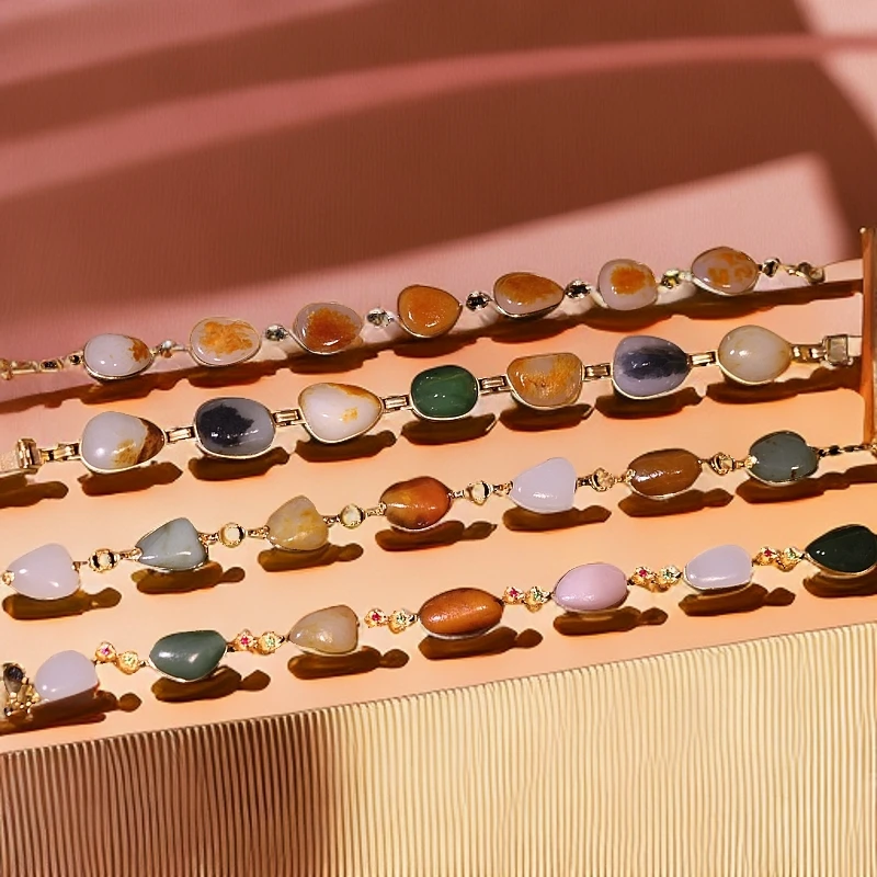 【新疆马爷珠宝】子料女士镶金手链四种款式（人工测量有误差）