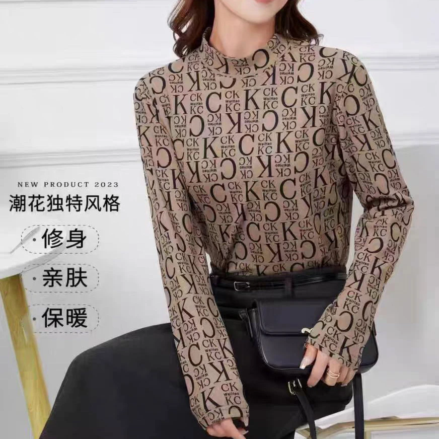 ECACA上衣蕾丝长袖时尚打底亲肤半高领保暖上衣长袖冬EY0TW559-KN