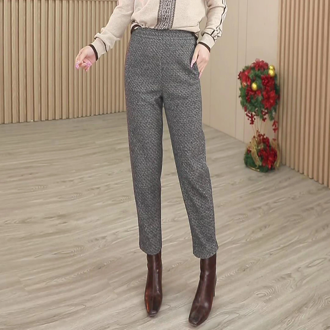 ECACA碎花针织时尚休闲长裤印花灯笼裤防蚊裤百搭秋冬EH0SW631-TP