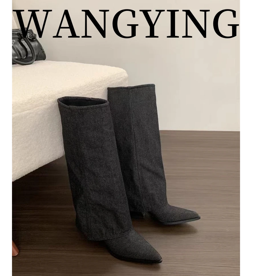 【WANGYING】时尚设计师款尖头长筒靴 51266012 1031