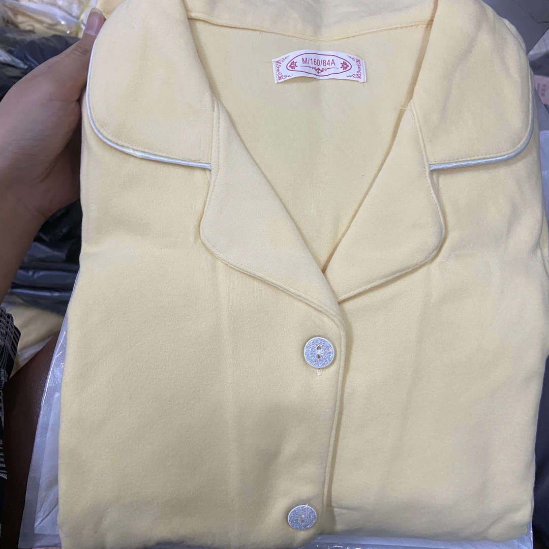 【暖黄纯色德绒】品牌女士高端德绒睡衣开衫套装睡衣家居服