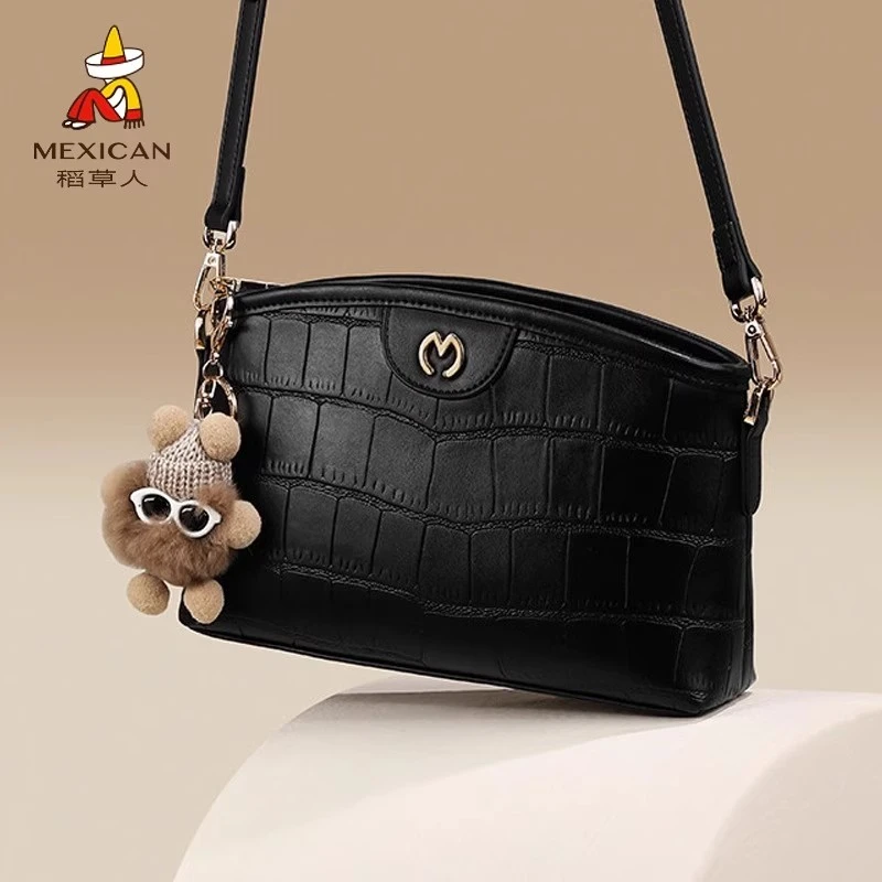 稻草人包包女包单肩包2025鳄鱼纹复古百搭斜挎小方包轻奢生日礼物