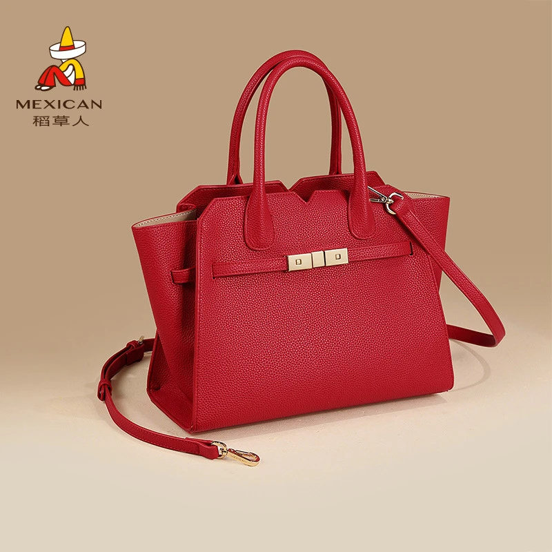 稻草人结婚新娘包气质大容量手提包2025新款时尚红色高级感妈妈包