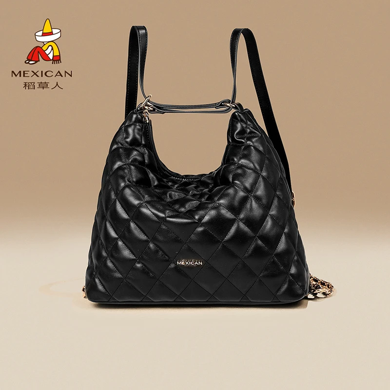 稻草人包包女新款菱格高级感软皮女包时尚潮流腋下包复古包百搭款