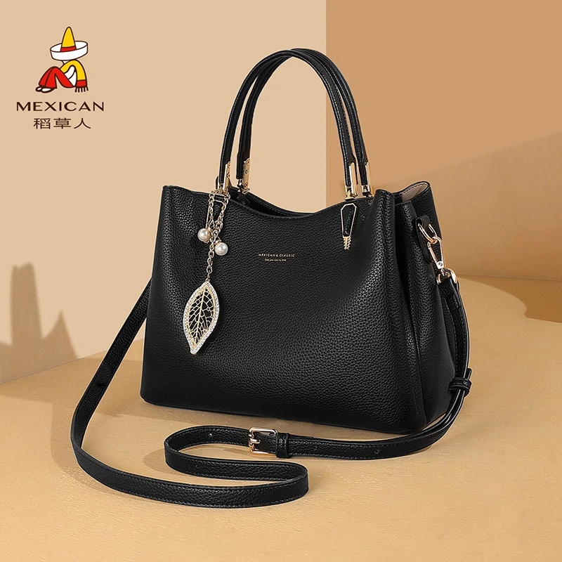 稻草人包包女新款女士妈妈包手提包中年单肩包礼物小众斜挎包女友