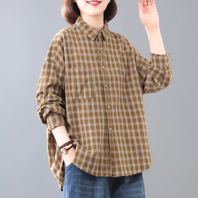 大码2024早春爆款高品质格纹女衬衫胖mm显瘦洋气衬衣休闲时尚外套