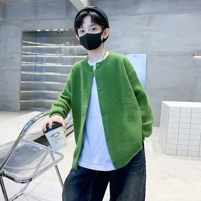 儿童简约针织开衫2025新款春秋款儿童针织衫外套中大童男孩秋季潮
