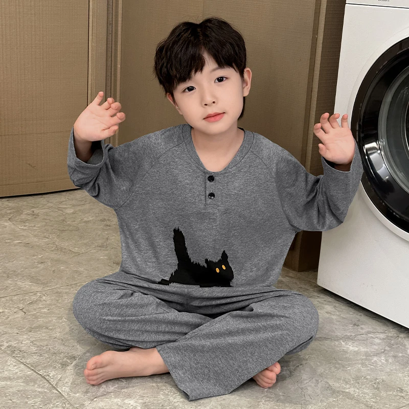 儿童睡衣男童春秋装2025新款男孩长袖家居服网红洋气睡衣套装