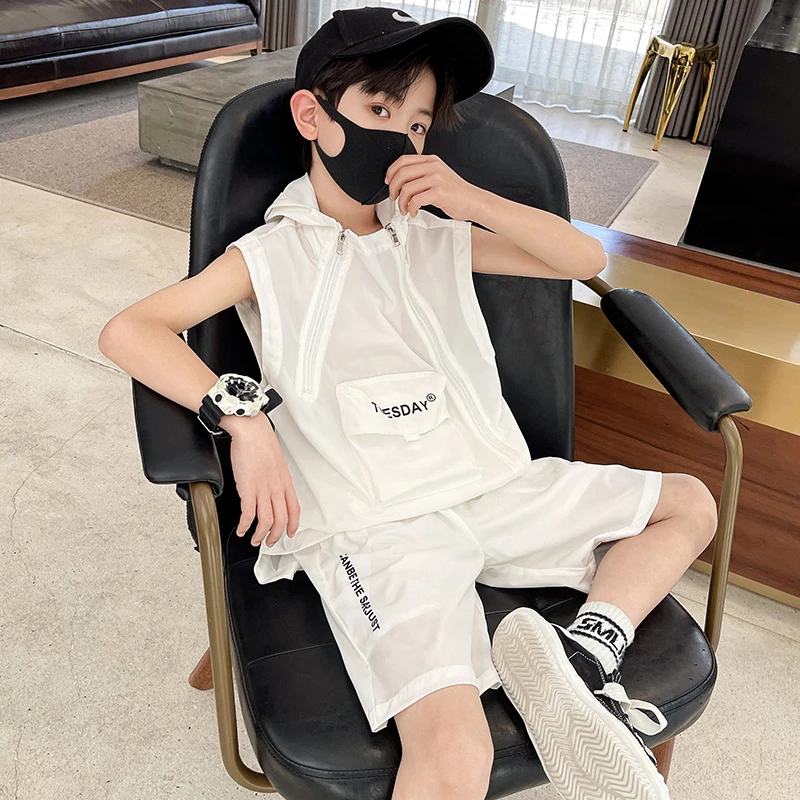 童装男童夏装套装2025新款夏款儿童运动男孩酷帅中大童夏季无袖潮