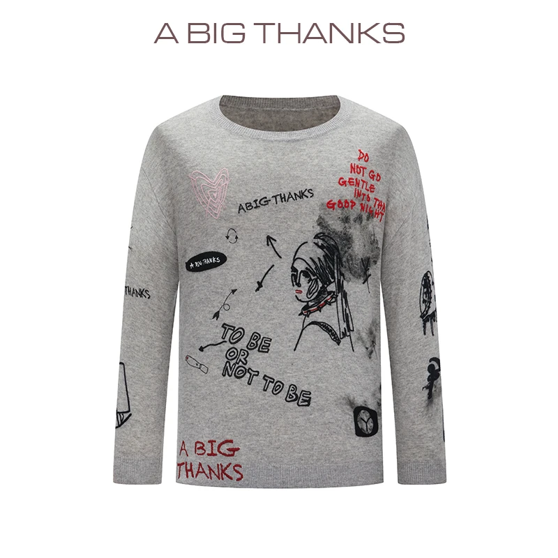 abigthanks 圆领绣花羊毛衫 ABT2022343