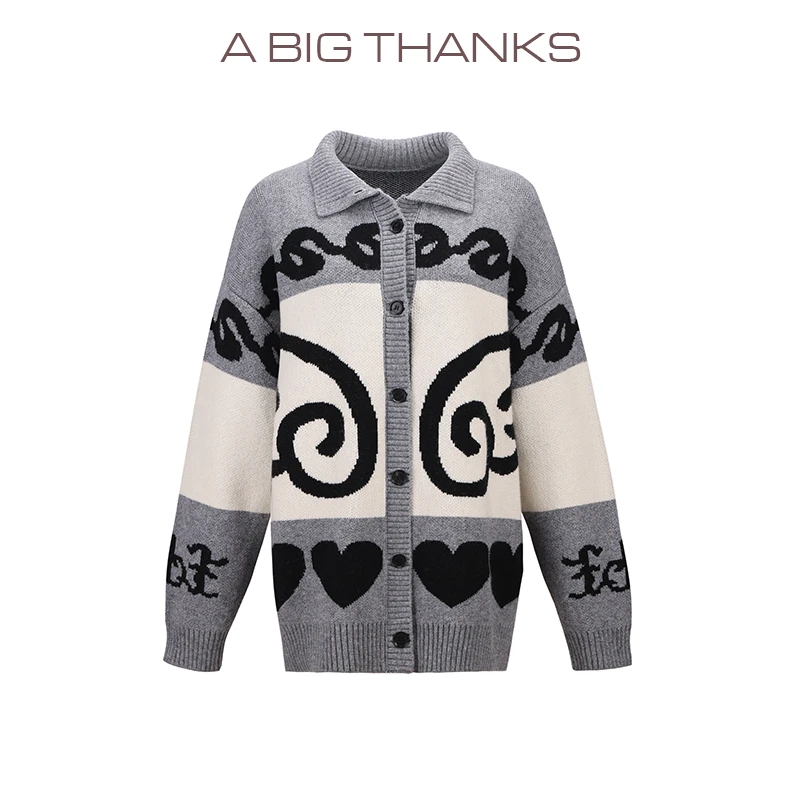 ABIGTHANKS 高领纽扣提花毛衫 ABT2022366