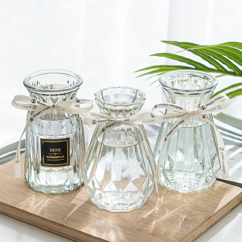 乐之沭【粉丝专属】【三件套】15cm高度透明插花瓶玻璃简约BC