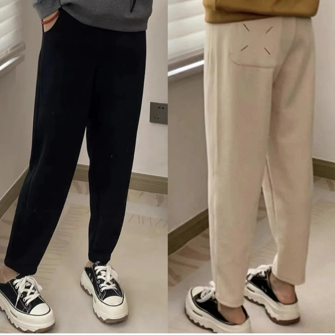 秋冬新款胖MM绒裤时尚加绒长裤宽松潮流保暖百搭舒适加厚
