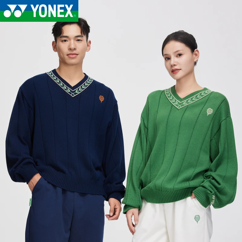 YONEX/尤尼克斯男女款秋冬长袖针织衫套头衫毛衣运动上衣31054NCR