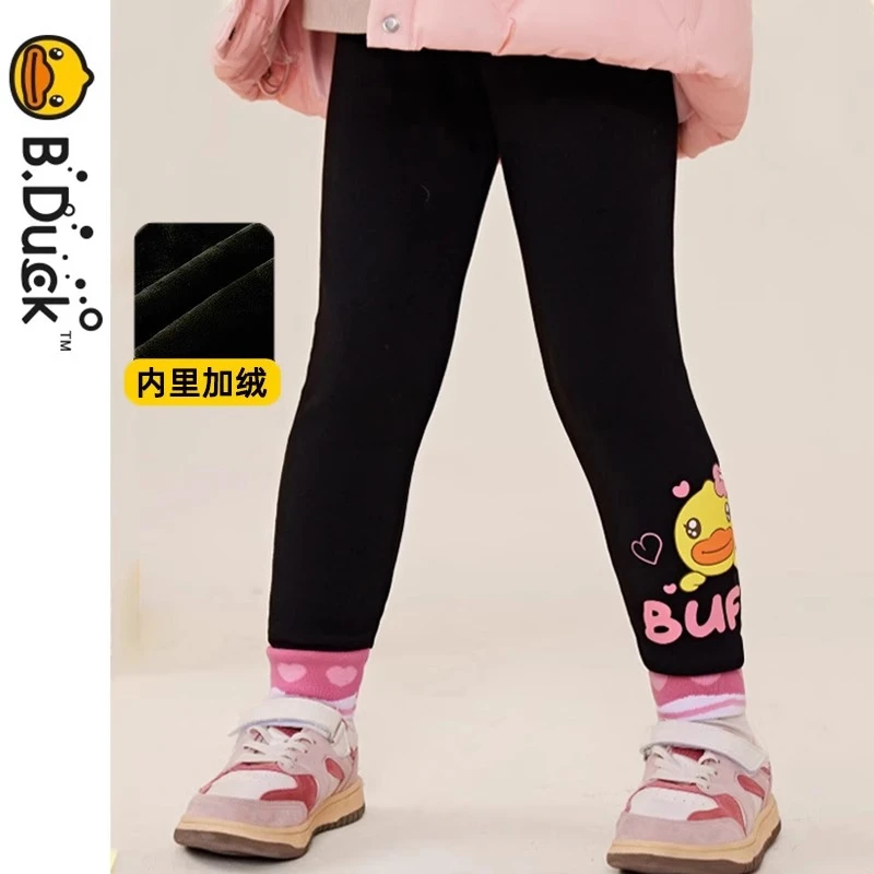B.Duck小黄鸭童装女童加绒裤子冬季保暖打底裤运动裤 FF5458001