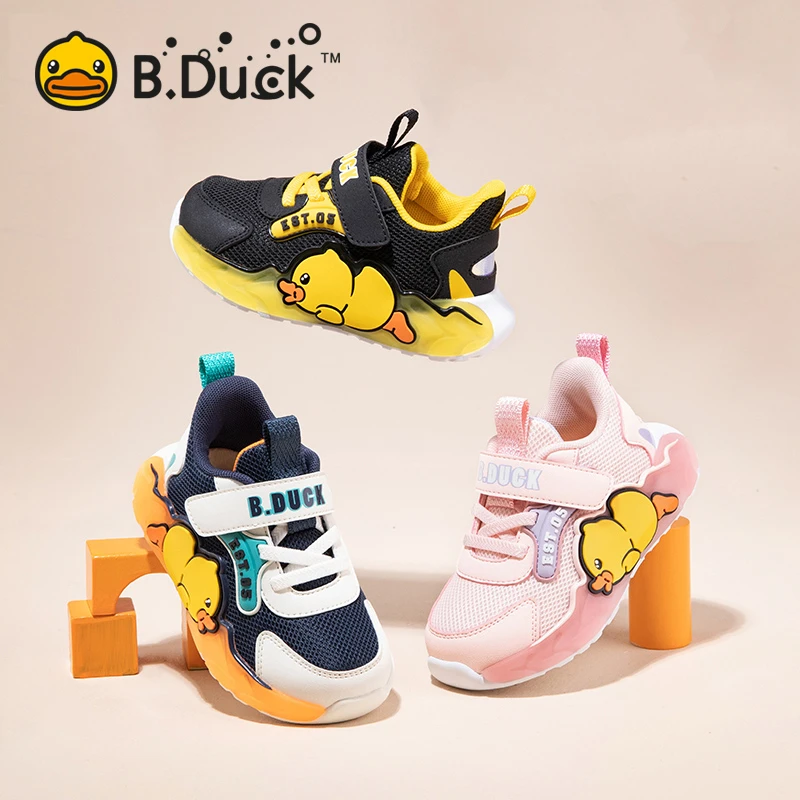 B.Duck小黄鸭童鞋男童运动鞋春秋新款女童宝宝透气休闲鞋B3483901