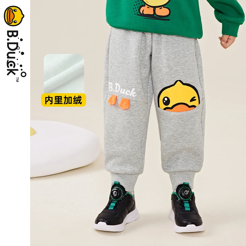 B.Duck小黄鸭童装男童加绒裤运动裤冬季长裤宝宝休闲裤BF5463030