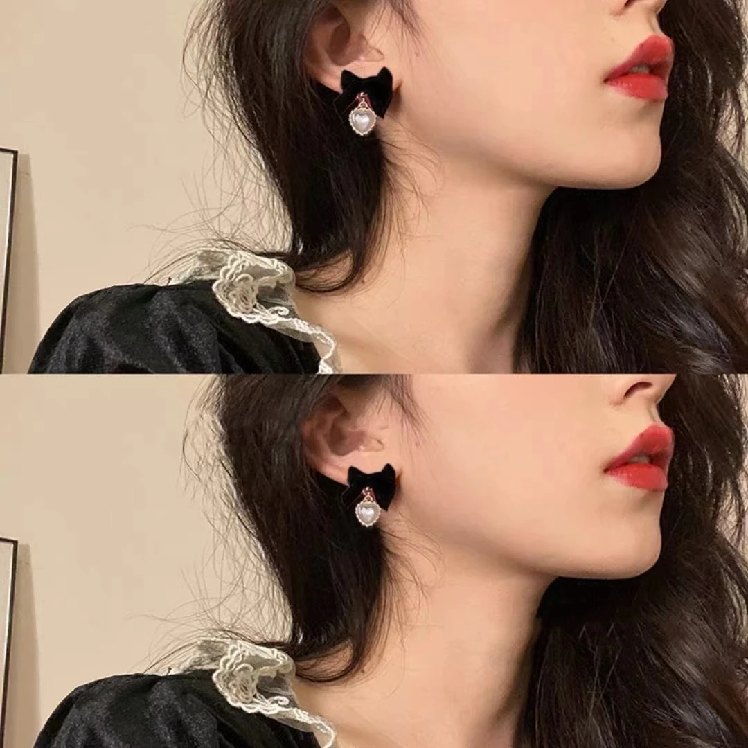 铜合金耳饰 甜美少女心耳环气质新款蝴蝶结耳钉简约爱心形耳饰品