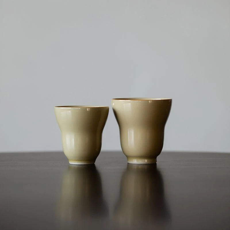定窑黄—葫芦杯陶瓷品茗杯