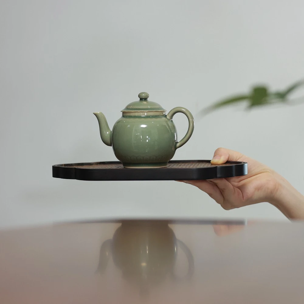 叶屿越窑青瓷茶壶中式茶水分离单壶手工功夫茶具不烫手过滤泡茶壶