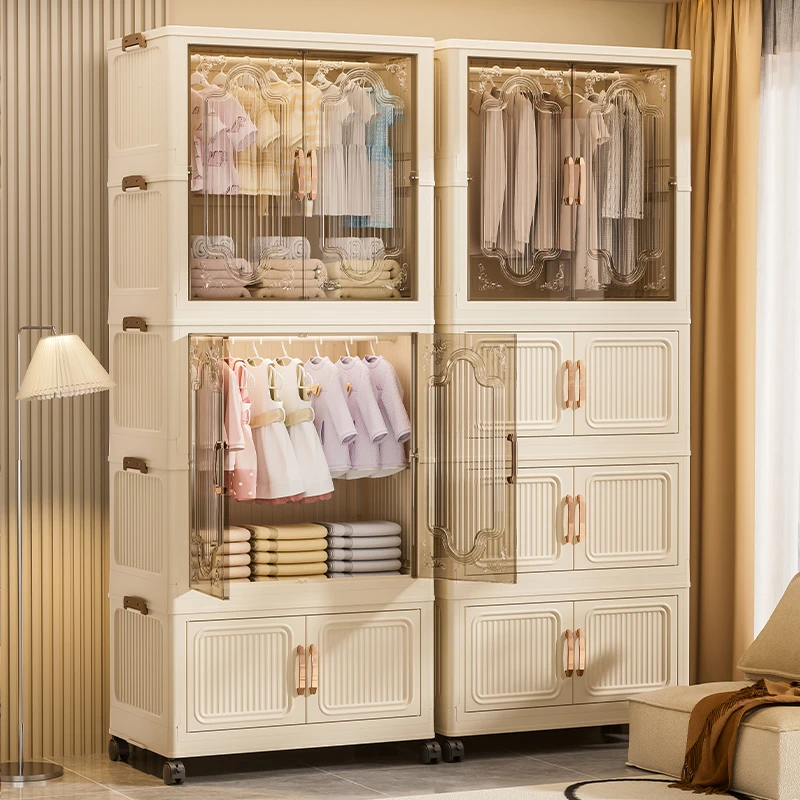 送货上门【68CM大衣柜】免安装折叠家用双开门收纳柜整理柜小件衣柜