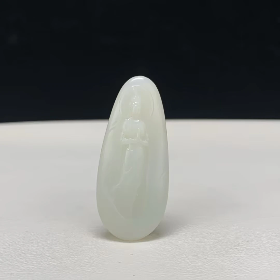 【豫人豫品】 和田玉羊脂白玉站观音h311
