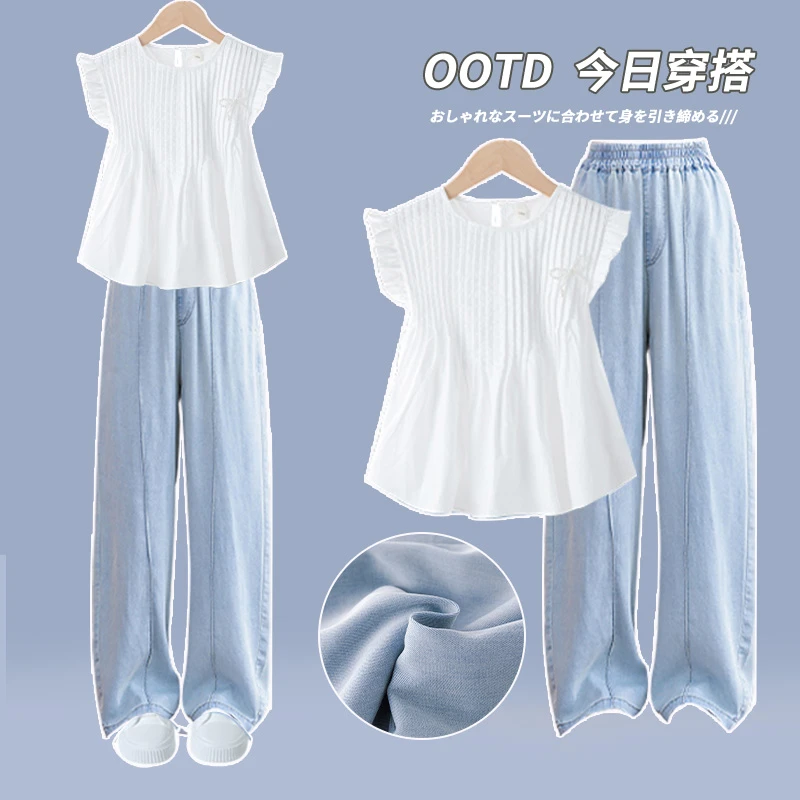 女童夏季套装2024新款多巴胺穿搭儿童网红炸街夏装大童短袖两件套