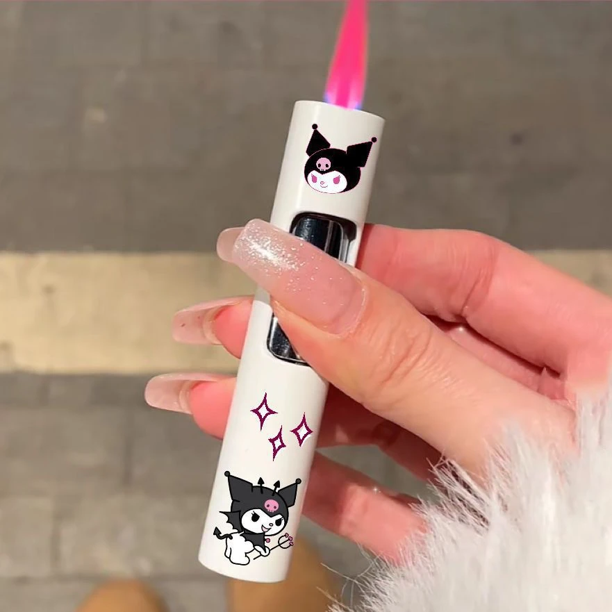 可爱库洛米草莓熊打火机卡通粉焰圆形小巧夜光白色ins男女友礼物