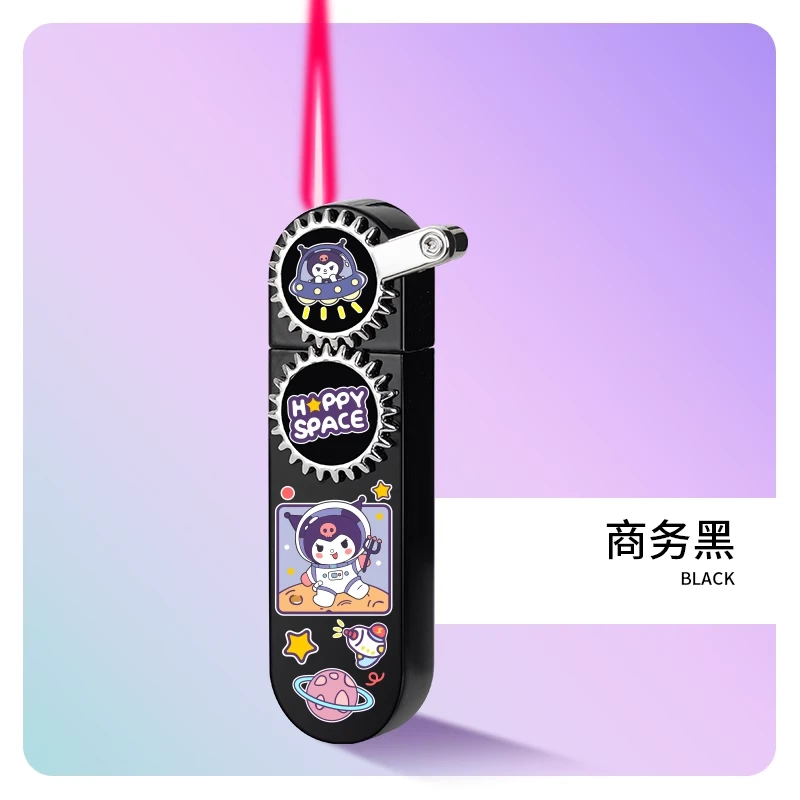 网红新款炫酷防风齿轮摇臂粉色火焰创意打火机炫酷送男友卡通可爱