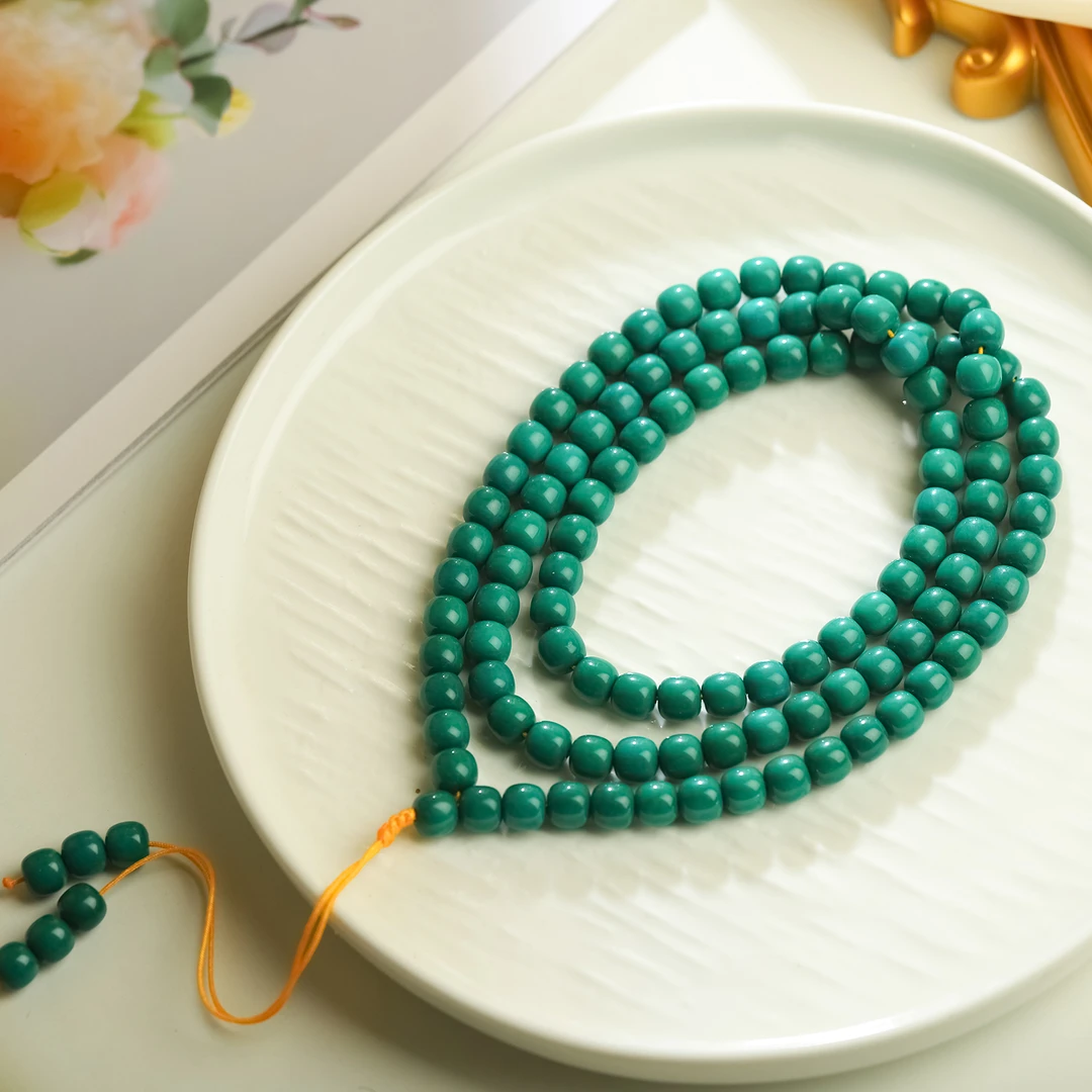 【如碧似玉】C123•精品地狱色系深绿色老型珠项链多圈男女款散配珠