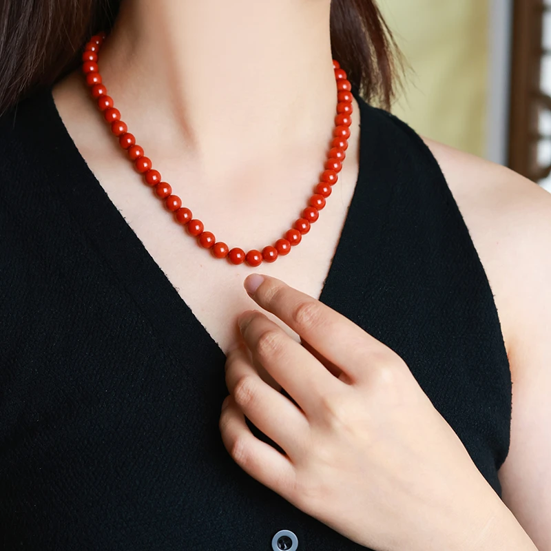 【精致东方】E111 •经典红色圆珠锁骨链项链精品妈妈链手工串珠饰品
