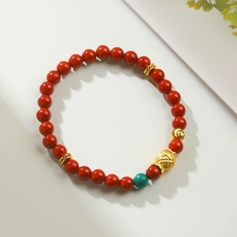 【赤鱼嬉戏】D133•精品红色圆珠手串女款原创手链百搭时尚配珠饰品