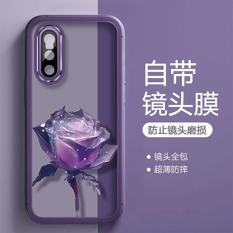 单支玫瑰适用于VIVOX27手机壳磨砂透色硅胶防摔【自带镜头膜】