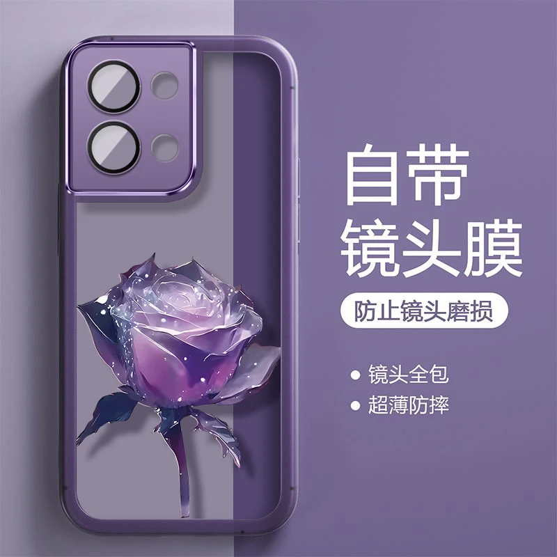 单支玫瑰适用于OPPORENO8手机壳磨砂透色硅胶防摔【自带镜头膜】