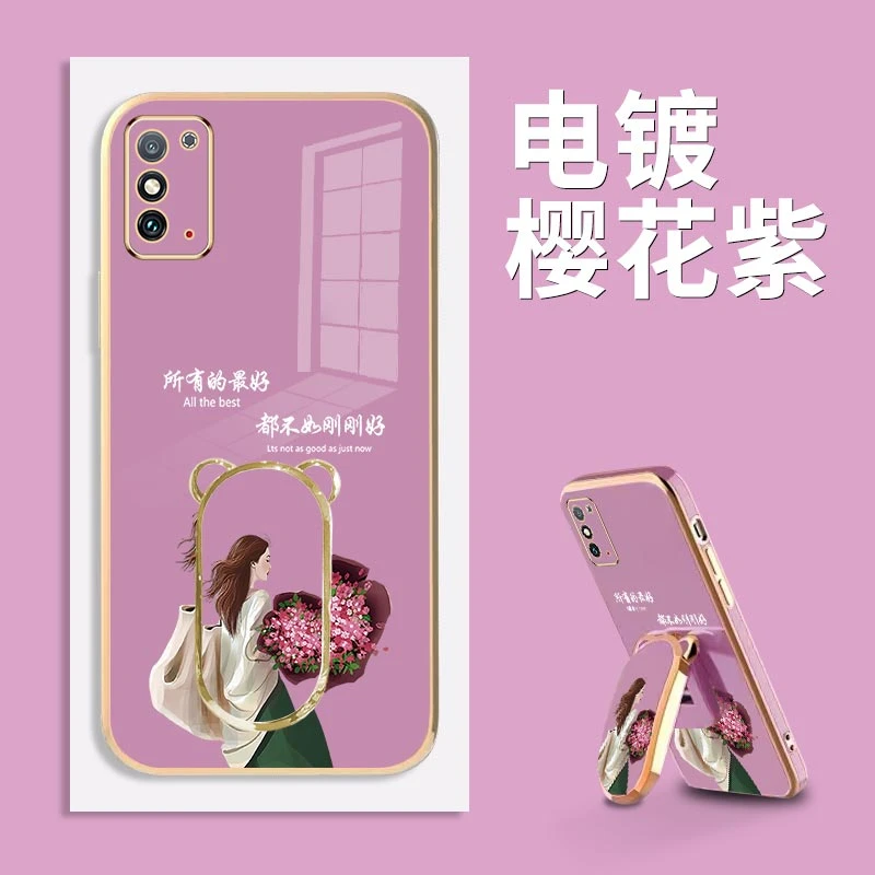 适用电镀生活是自己的荣耀x10max手机壳硅胶防摔软壳【彩绘支架】
