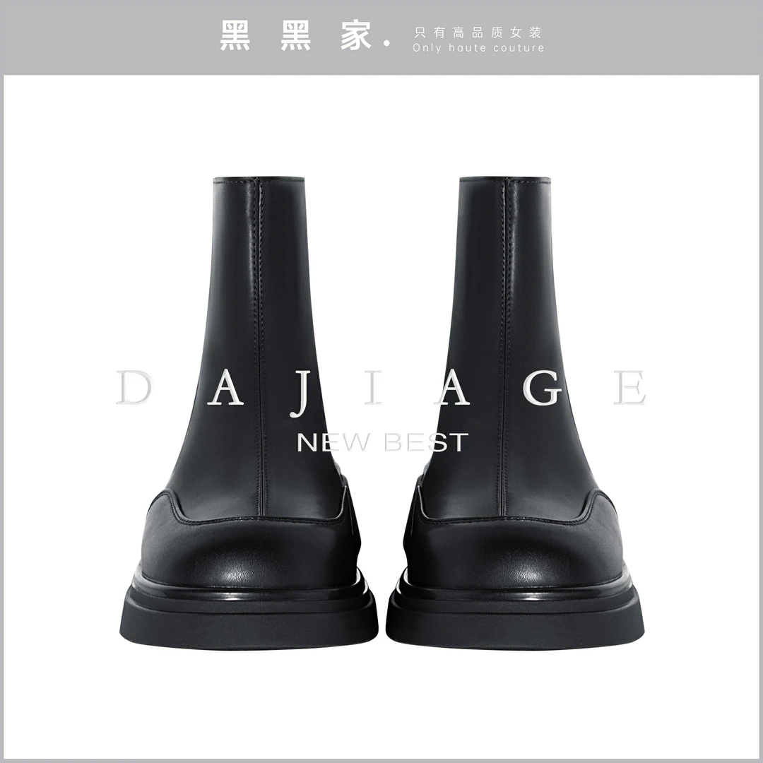【黑黑家】高品质车线设计净色短靴
