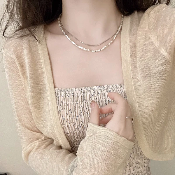 夏季时髦洋气短款防晒长袖针织开衫薄款外套女上衣罩衫披肩小外搭