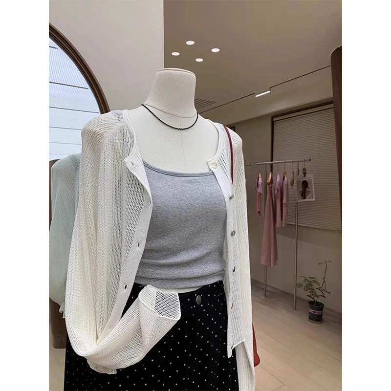 夏季女装冰丝独特漂亮小衫防晒针织衫开衫薄款外套小外搭气质上衣