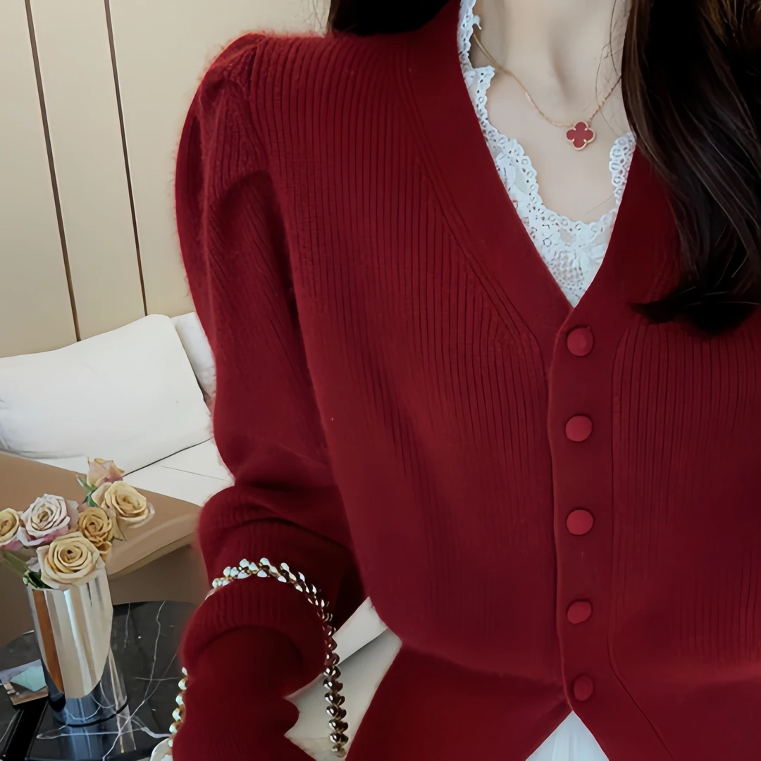 春秋女士v领毛衣外搭小披肩高级感小开衫秋装长袖针织衫上衣外套