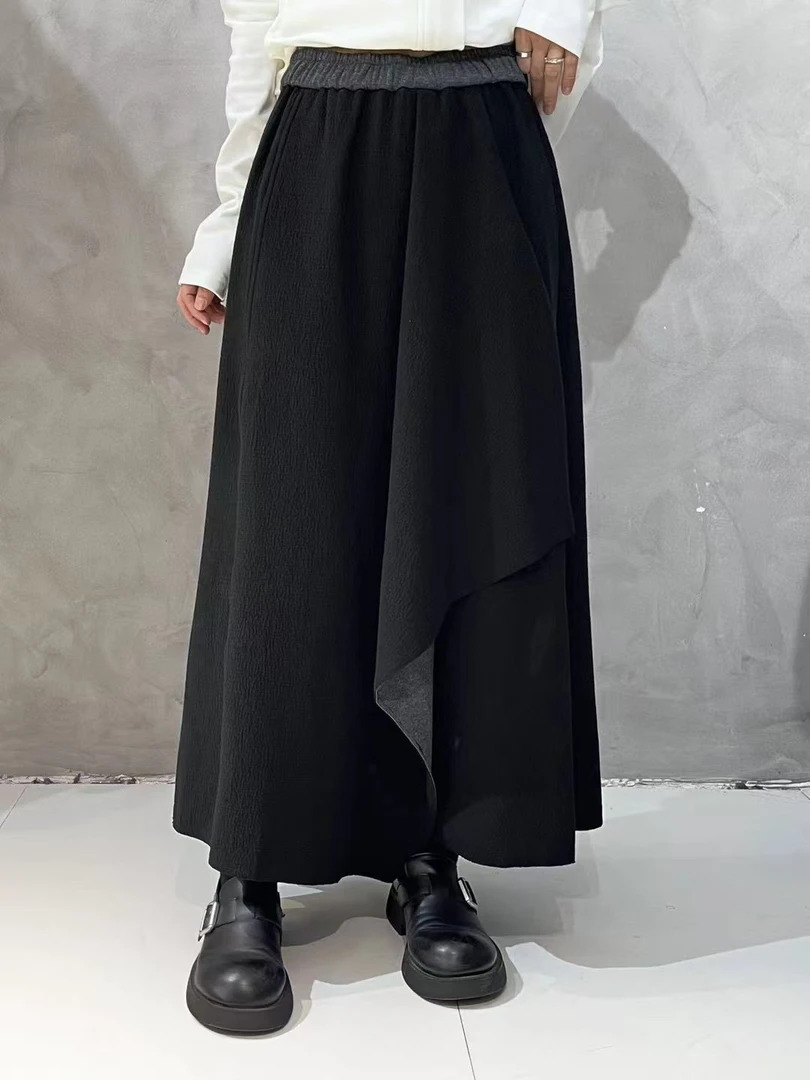 有货BEST#8408冬季新款高品质拼接半身长裙，裙长：88cm