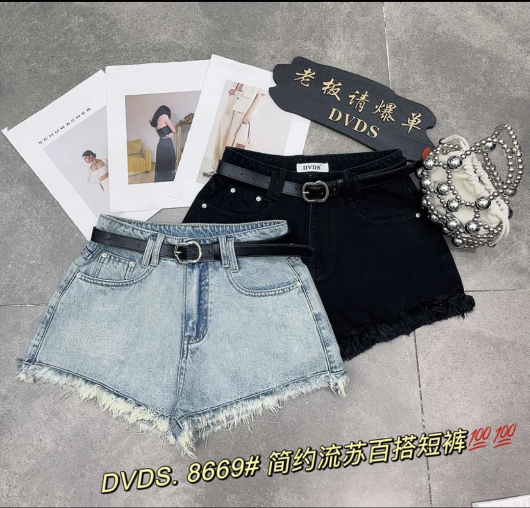 有货DVDS#8669夏季福利无弹流苏牛仔短裤（不配皮带）