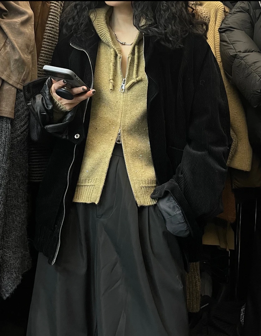 有货小木南#8723秋季福利宽松大版绒绒双拉链外套，衣长：70cm