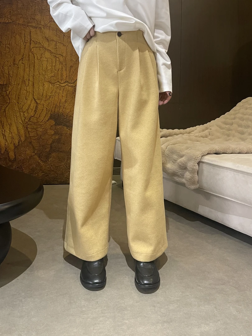 有货梵#曼城旧事冬季福利羊毛呢料九分阔腿裤，裤长：94cm