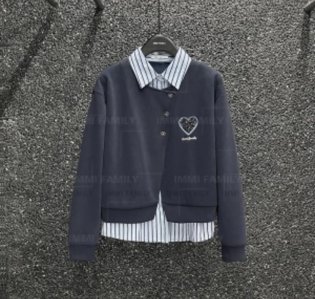 有货彩虹#83287冬季福利加BB绒重工艺假两件上衣，衣长：62cm