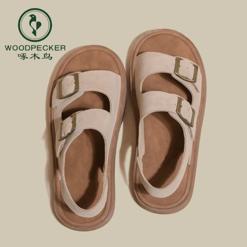 啄木鸟厚底勃肯凉鞋女夏季外穿2024年沙滩鞋钓鱼勃肯鞋一字罗马鞋