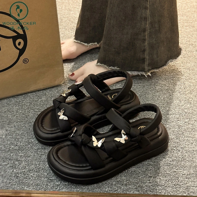 啄木鸟不累脚法式厚底女款夏季外穿仙女风配裙子仙女风罗马沙滩鞋