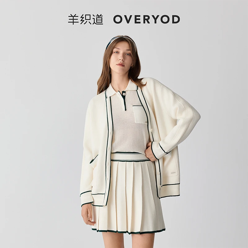 羊织道半决赛  网球风针织2024秋新款POLO衫女