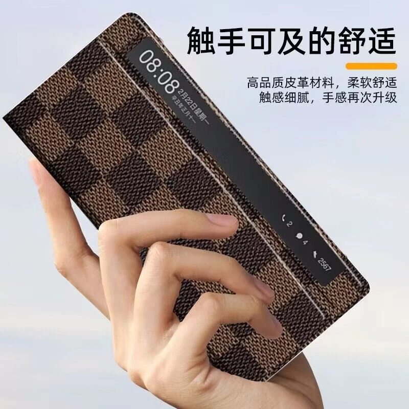 华为matex2手机壳真皮MATEX2折叠屏智能视窗保护套潮时尚防摔